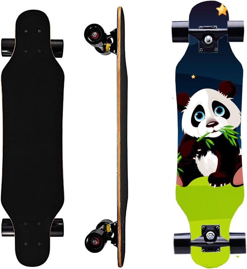 asktom Mini Cruiser Longboard, 31 Inch Small Size Wide Wheel Skateboard, Beginner Stable & Easy-to-Control Skateboard, Suitable for Park & Street Riding, Unique Flame Pattern - Image 1